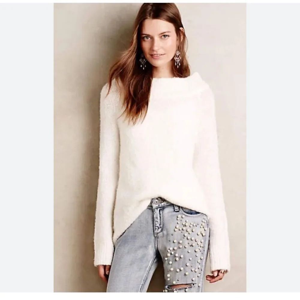 Anthropologie Moth Boucle Mock Neck Sweater